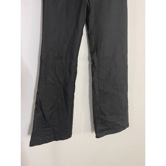 I AM GIA S Pants Black Flare Leg Mid Rise Coated Black Stretch Y2K Style - Picture 5 of 8